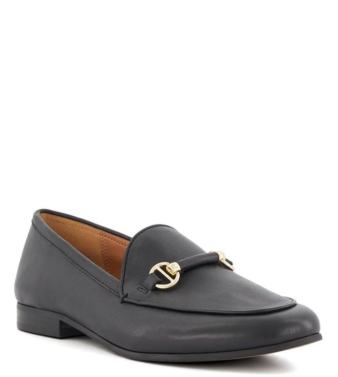 dune london women's grandeur black loafers