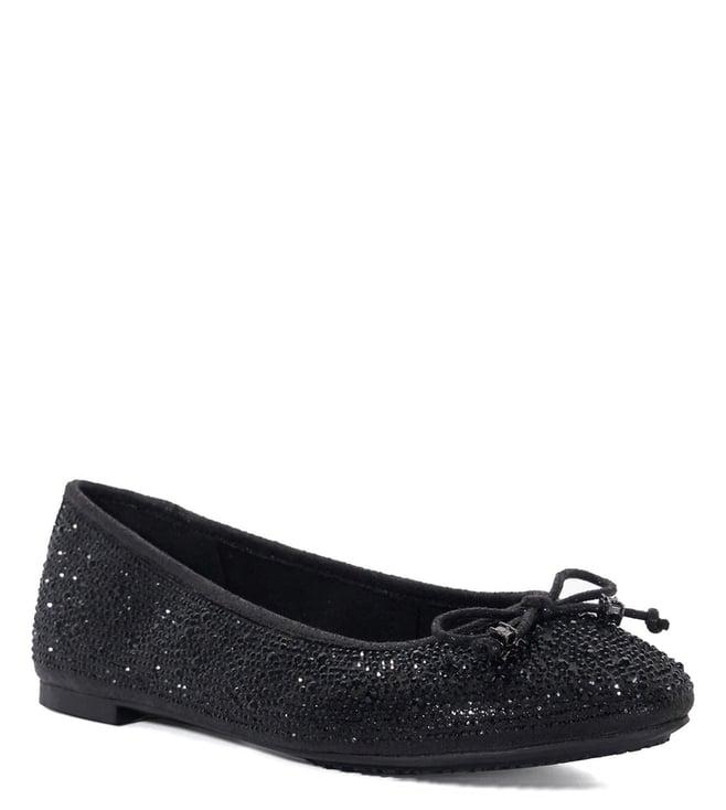 dune london women's hallis black embellished ballerinas