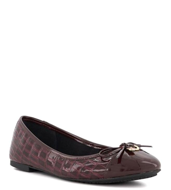 dune london women's hallo burgundy ballerinas