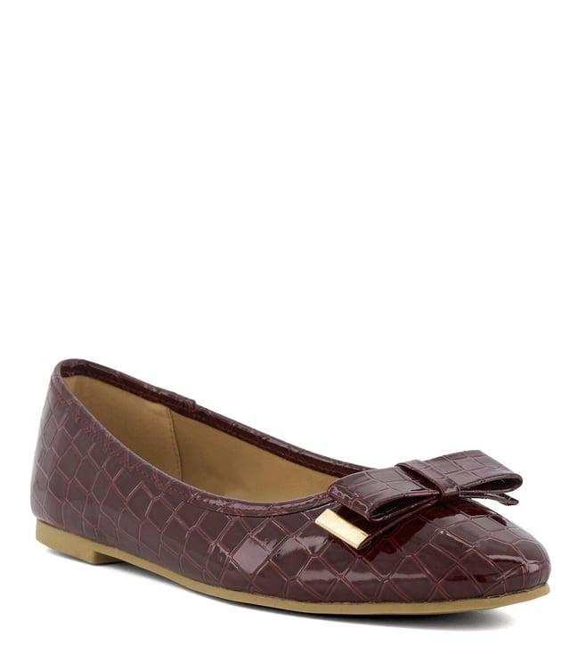 dune london women's hannah burgundy ballerinas