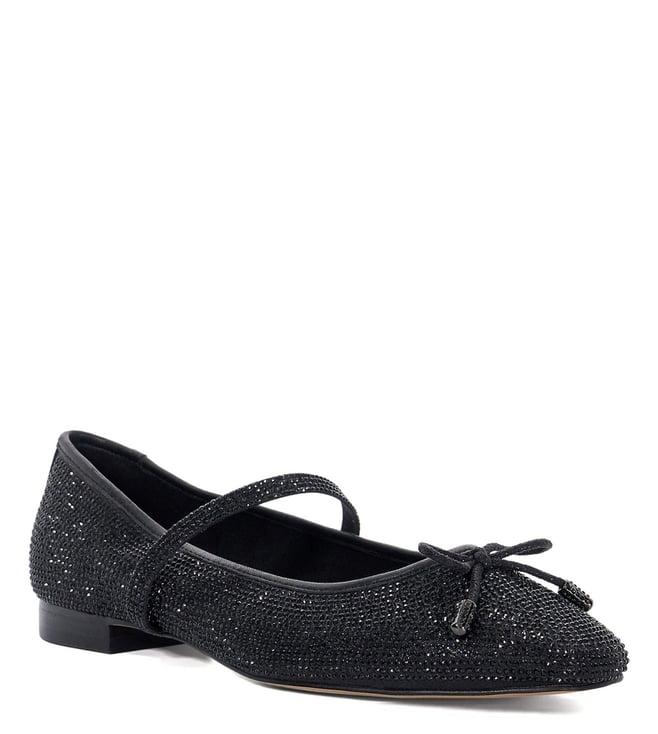 dune london women's holly black embellished ballerinas