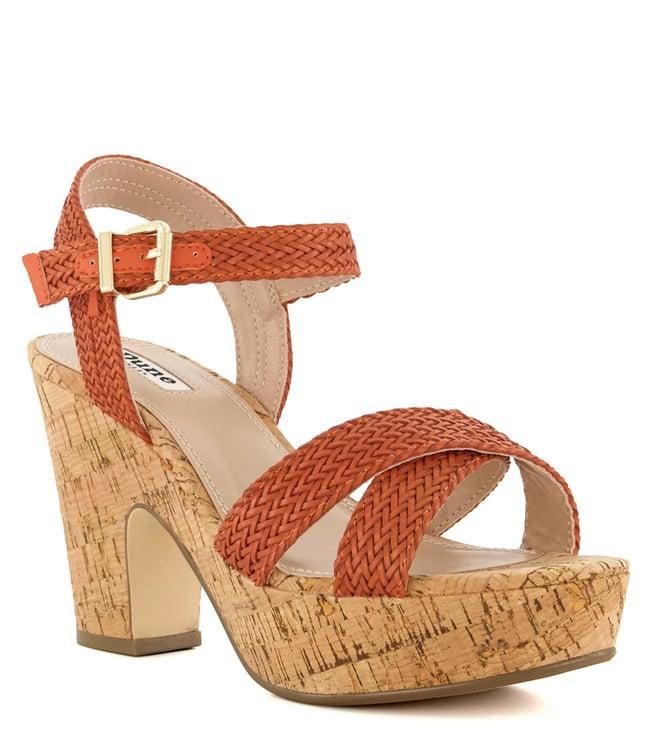 dune london women's jillys orange ankle strap sandals