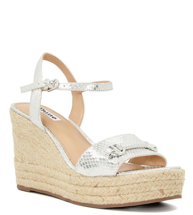 dune london women's kai silver reptile espadrille wedges