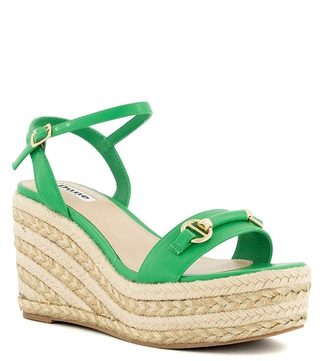 dune london women's kiss green espadrille wedges