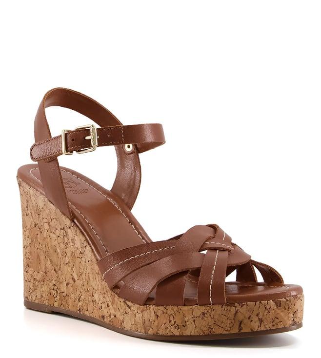 dune london women's koral tan ankle strap wedges