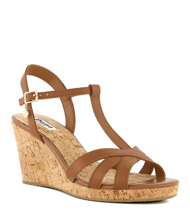 dune london women's krystalball di tan ankle strap wedges