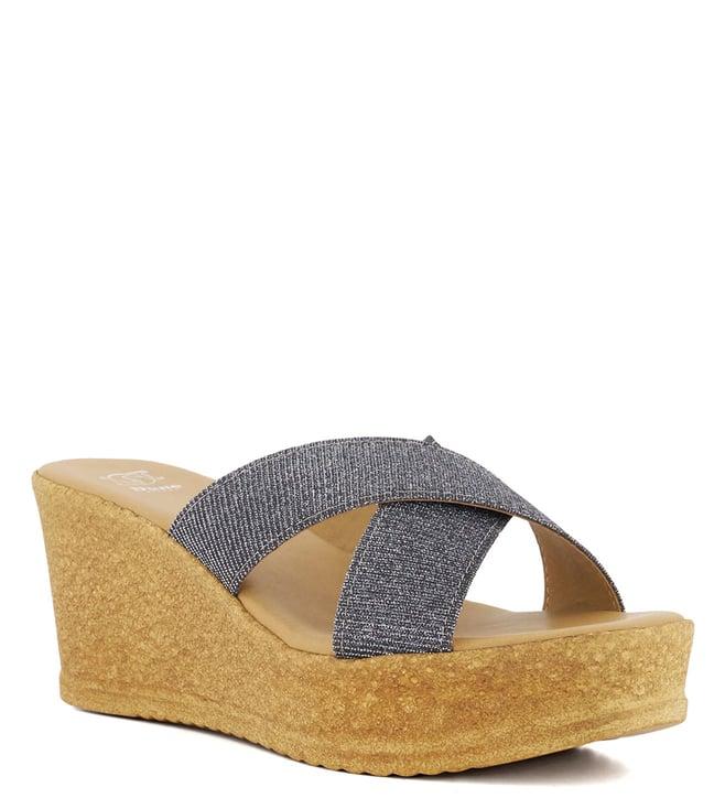 dune london women's kyria shimmer pewter cross strap wedges