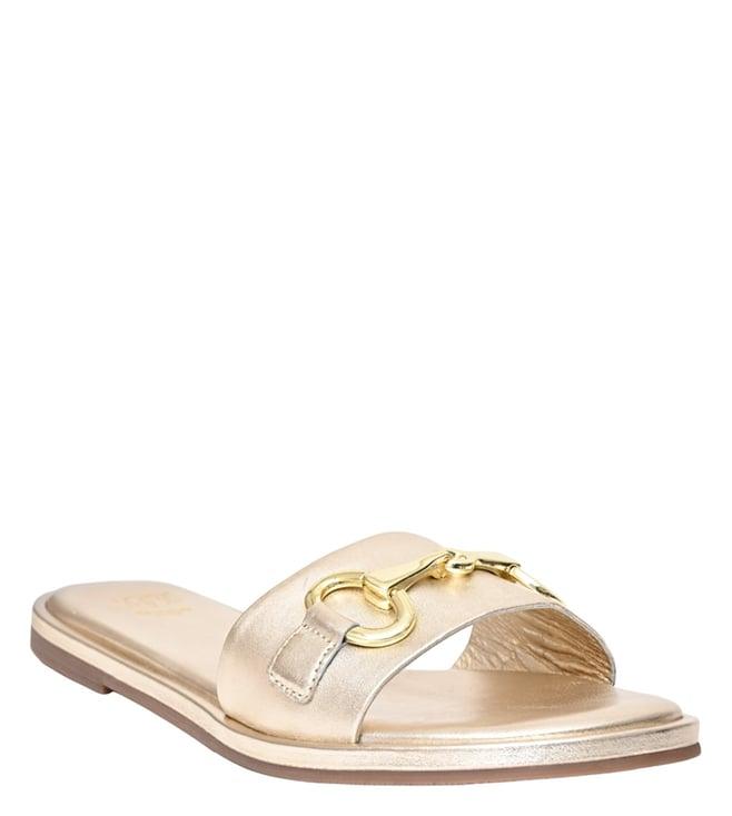 dune london women's later gold slide sandals