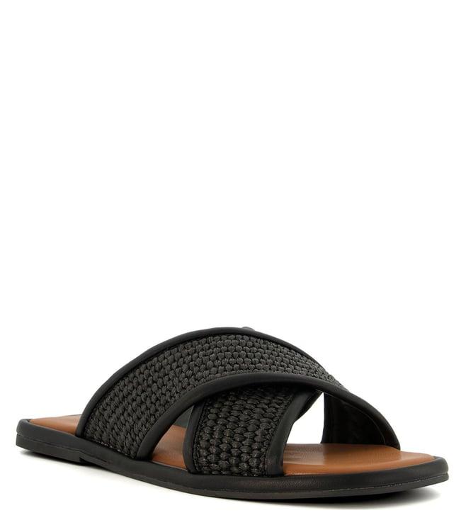 dune london women's linna black cross strap sandals