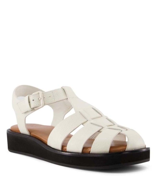 dune london women's loch ecru ankle strap sandals