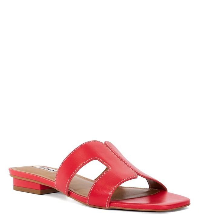 dune london women's loupe red slide sandals