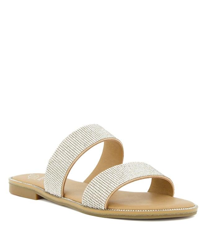 dune london women's loyale embellished silver slide sandals