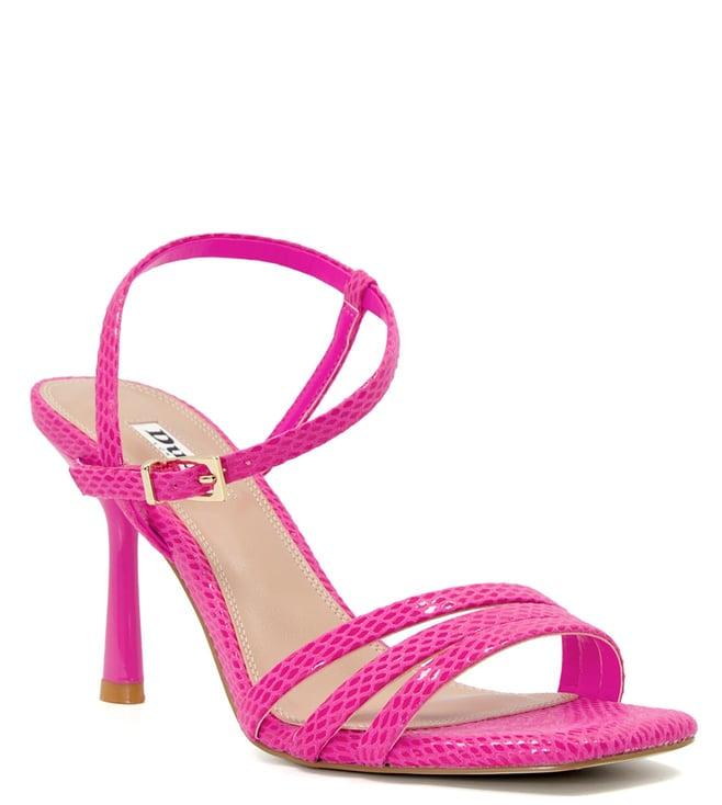 dune london women's magnum pink ankle strap sandals (animal attack)