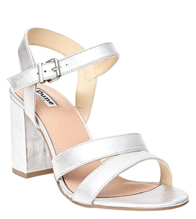 dune london women's malta silver ankle strap sandals