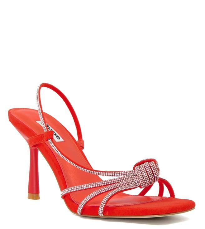 dune london women's meta orange sling back stilettos