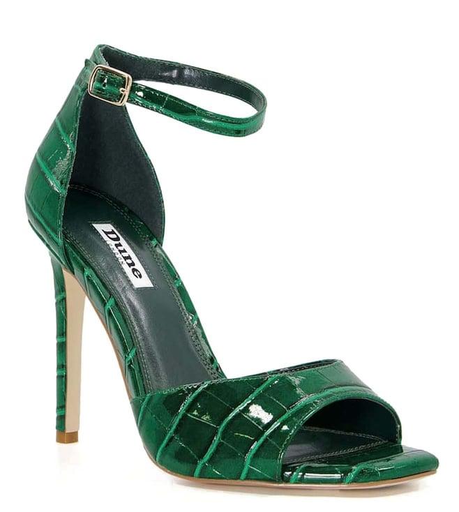 dune london women's misties green ankle strap stilettos