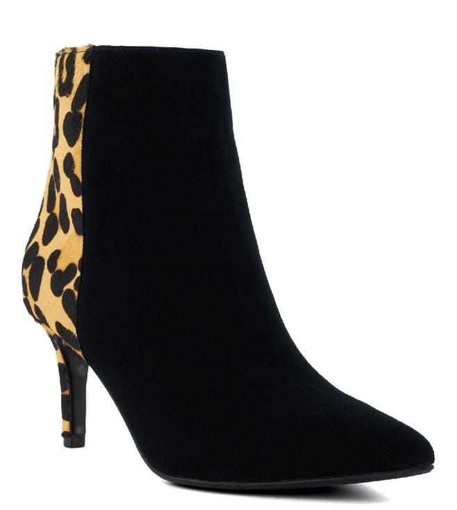 dune london women's obsessive 2 leopard print ankle height boots