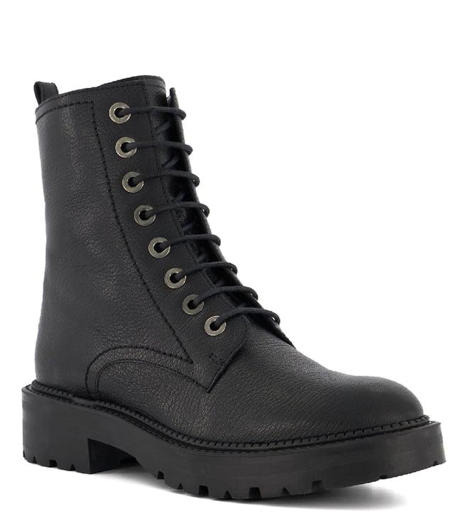 dune london women's press black ankle height boots