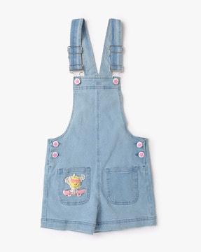 dungaree with floral print button
