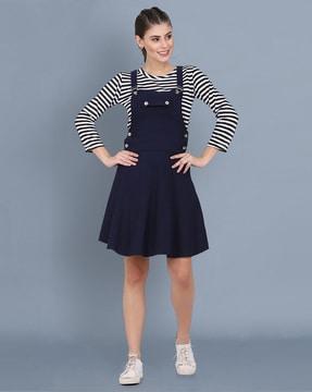 dungaree with striped top