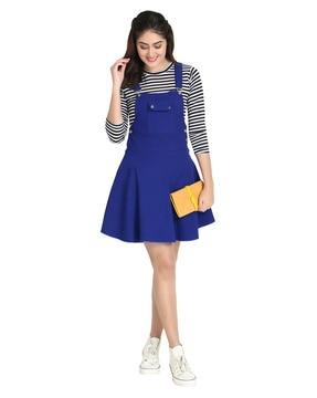 dungaree dress with flap pockets