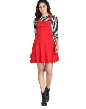 dungaree dress with flap pockets