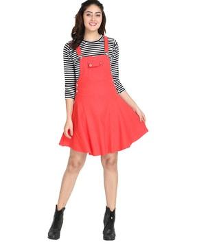dungaree dress with flap pockets