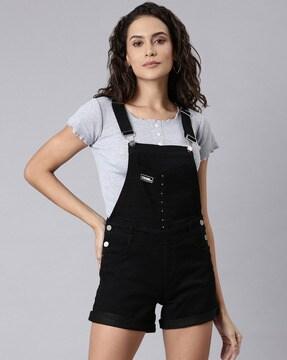 dungaree with button accent & insert pockets