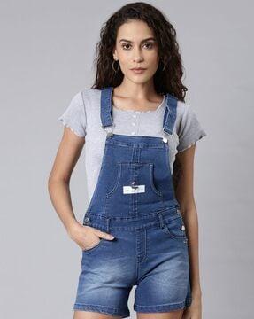 dungaree with button accent & insert pockets