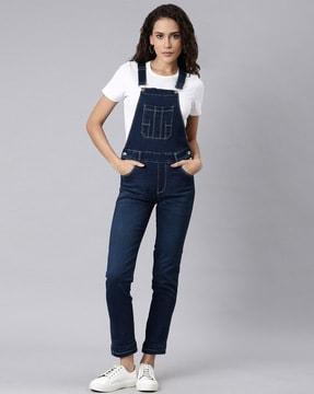 dungaree with button accent & insert pockets