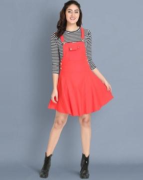 dungaree with striped detail