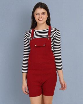 dungaree with striped t-shirt