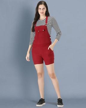 dungaree with striped t-shirt