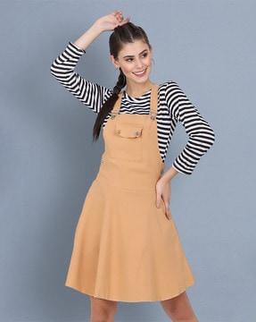 dungaree with striped top