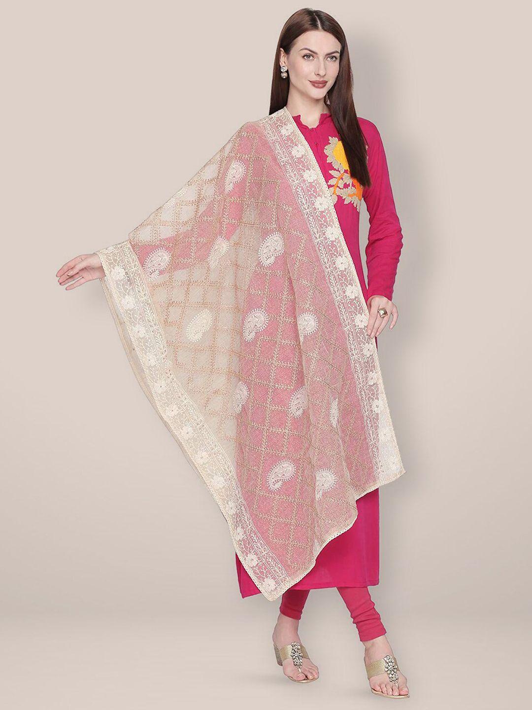 dupatta bazaar  ethnic motifs embroidered cotton silk dupatta with chikankari