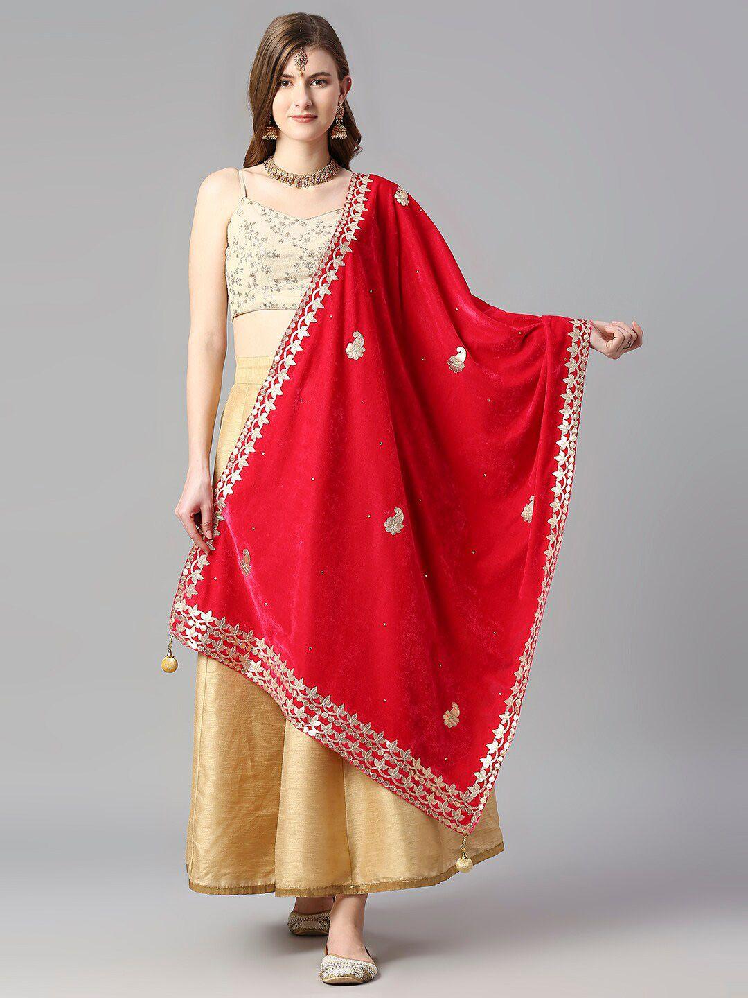 dupatta bazaar embroidered velvet dupatta with gotta patti