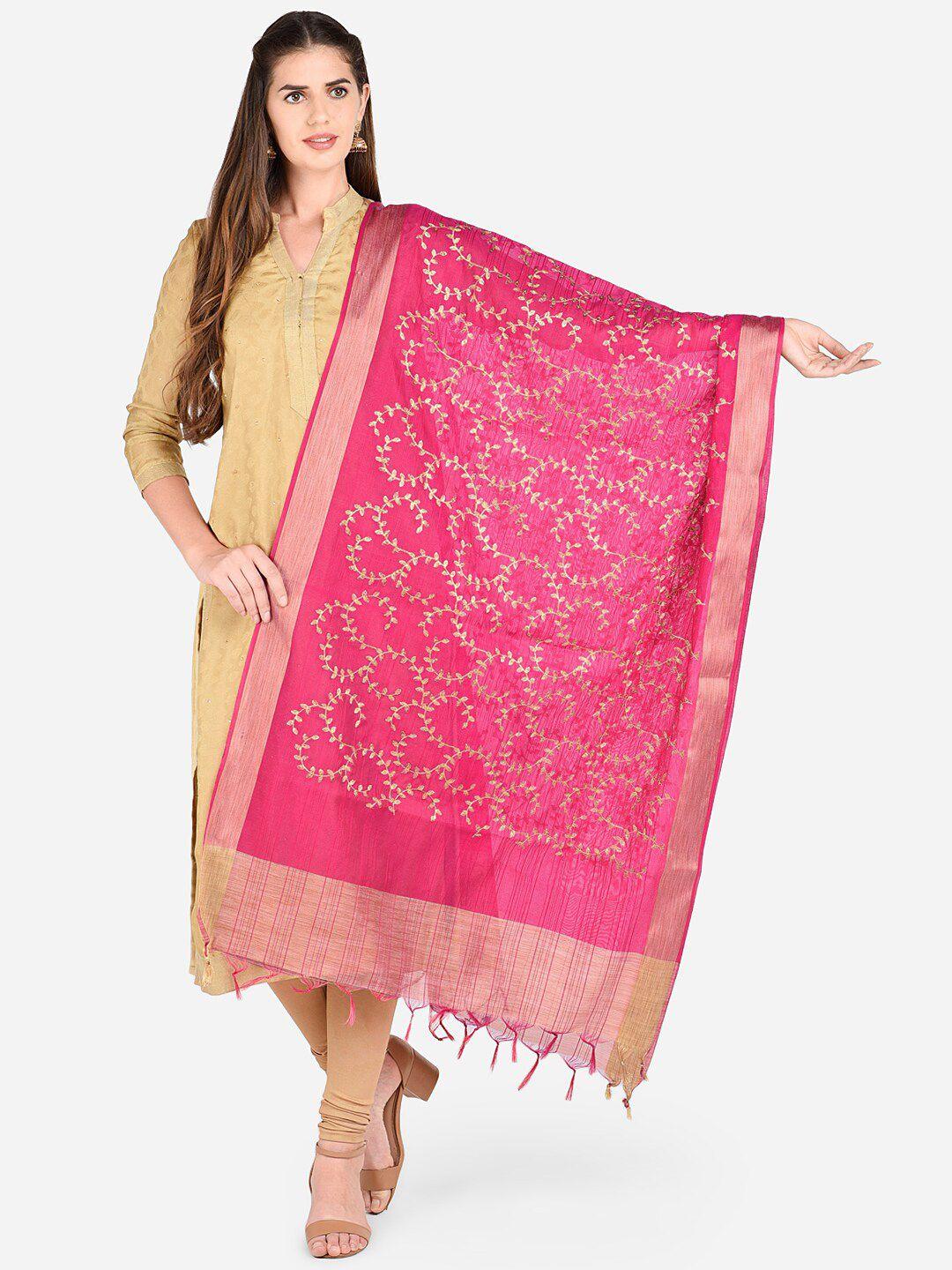 dupatta bazaar pink & gold-toned embroidered dupatta