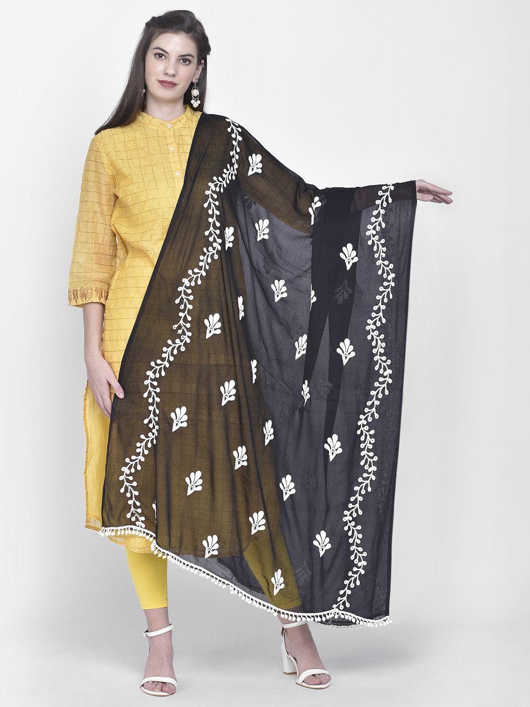 dupatta bazaar black & white embroidered dupatta