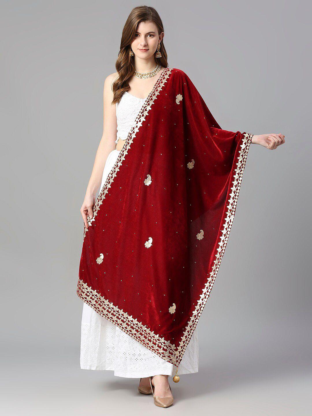 dupatta bazaar embroidered velvet dupatta with gotta patti