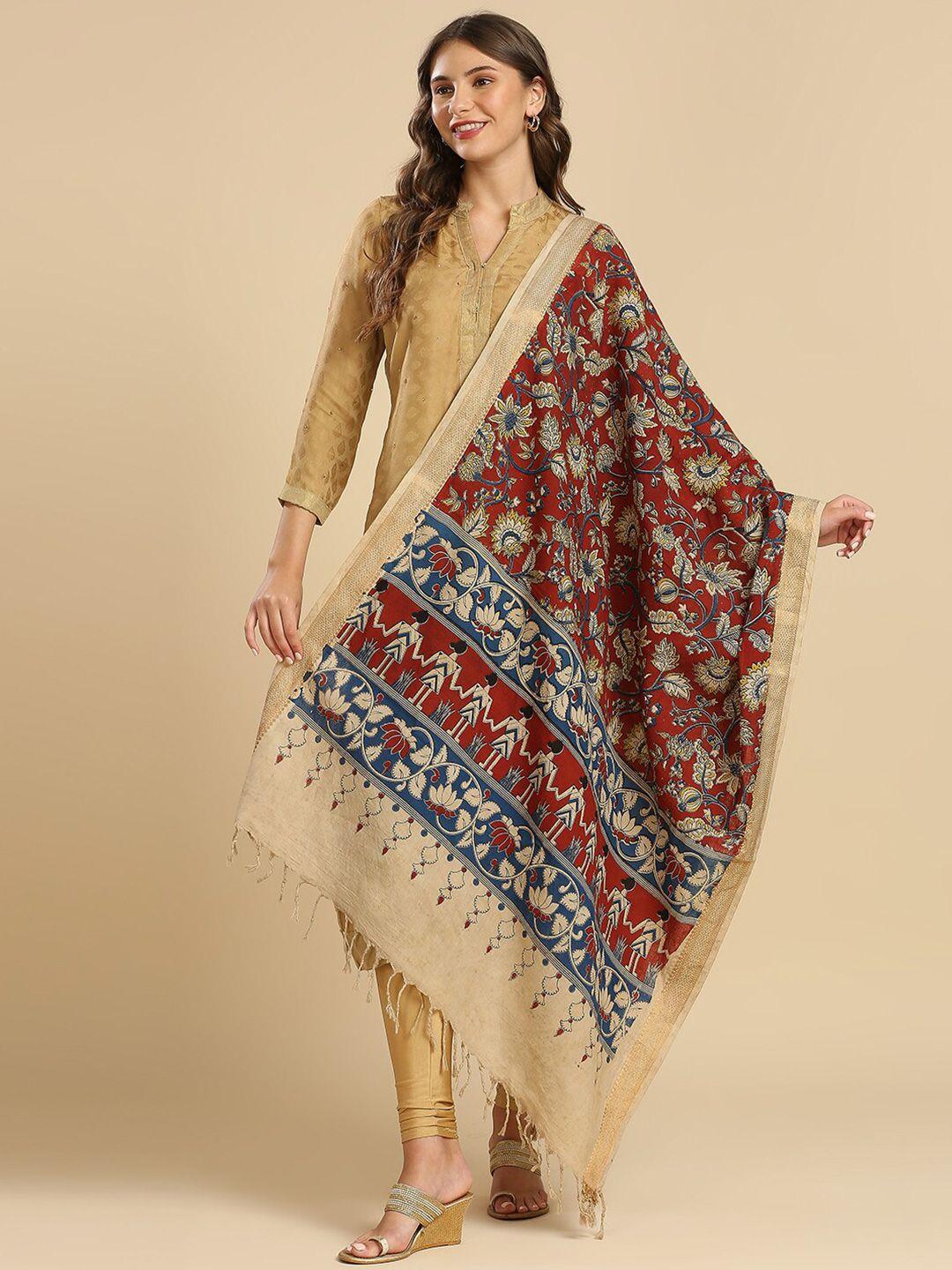 dupatta bazaar ethnic motifs printed pure cotton kalamkari dupatta