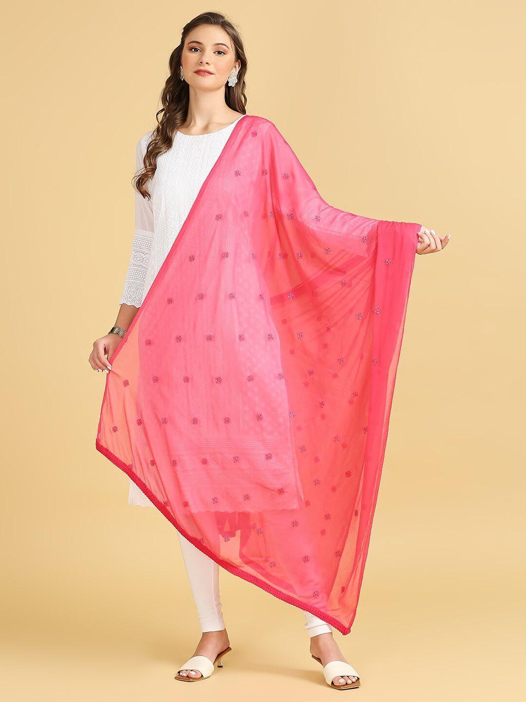 dupatta bazaar floral embroidered chiffon dupatta with sequinned