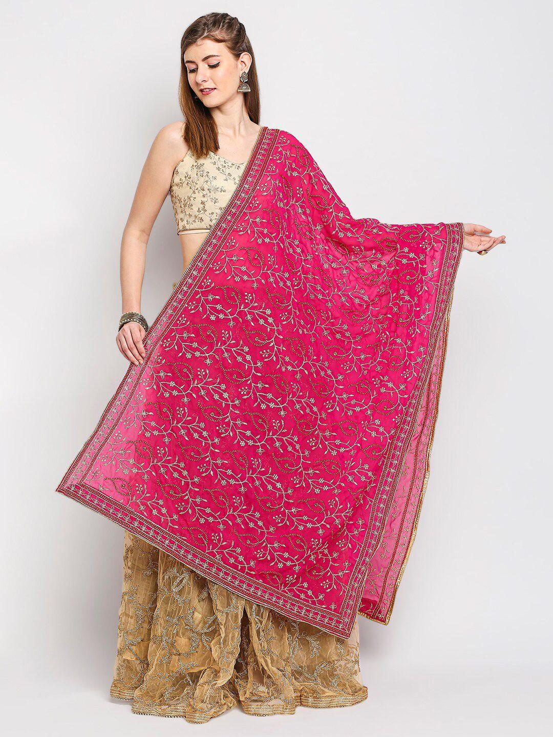 dupatta bazaar fuchsia ethnic motifs embroidered dupatta