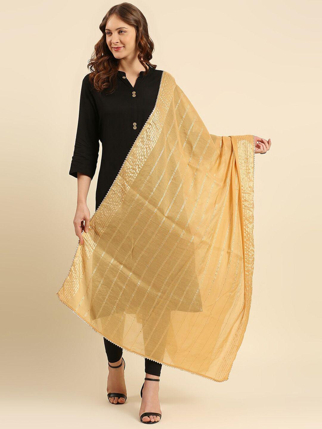 dupatta bazaar gold-toned striped dupatta with sequinned