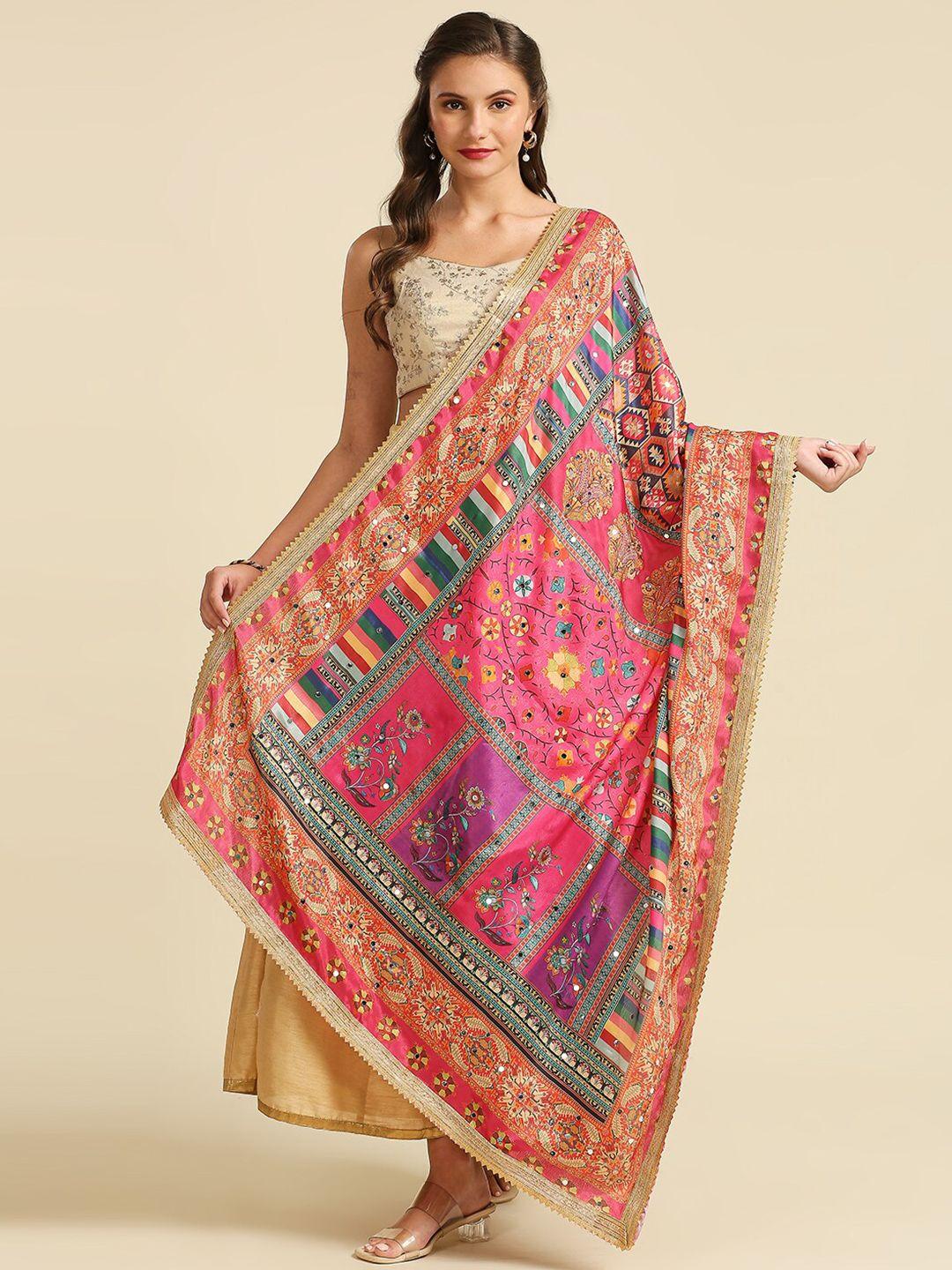 dupatta bazaar mirror work ethnic motifs printed dupatta