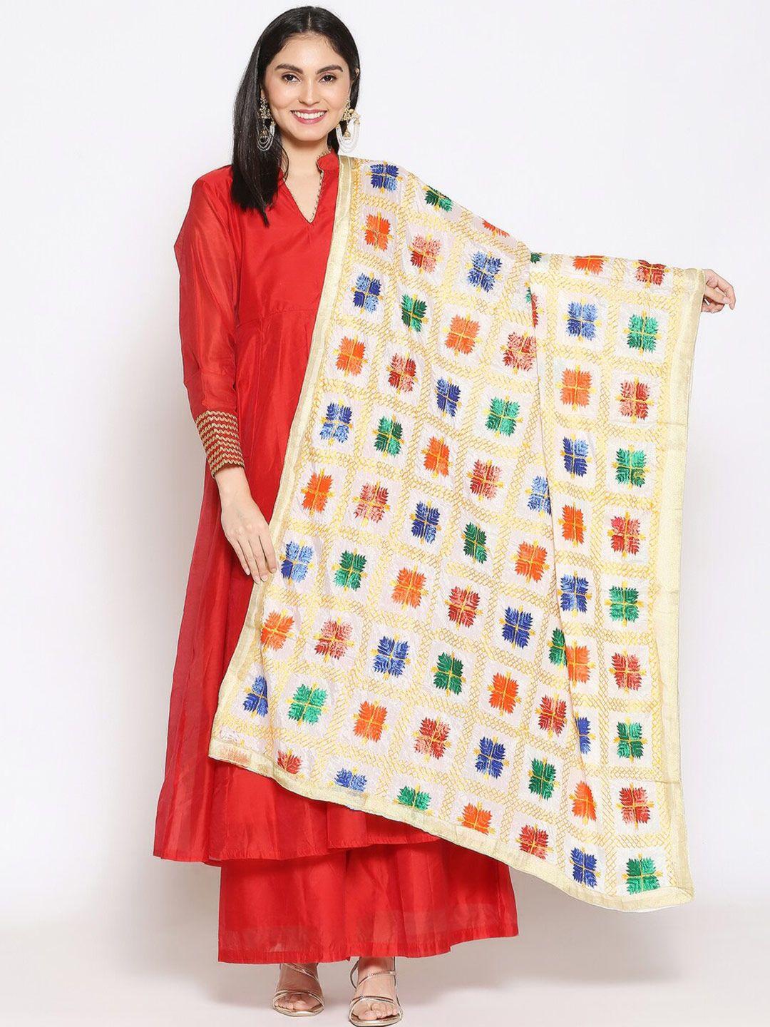 dupatta bazaar multicoloured embroidered dupatta with phulkari
