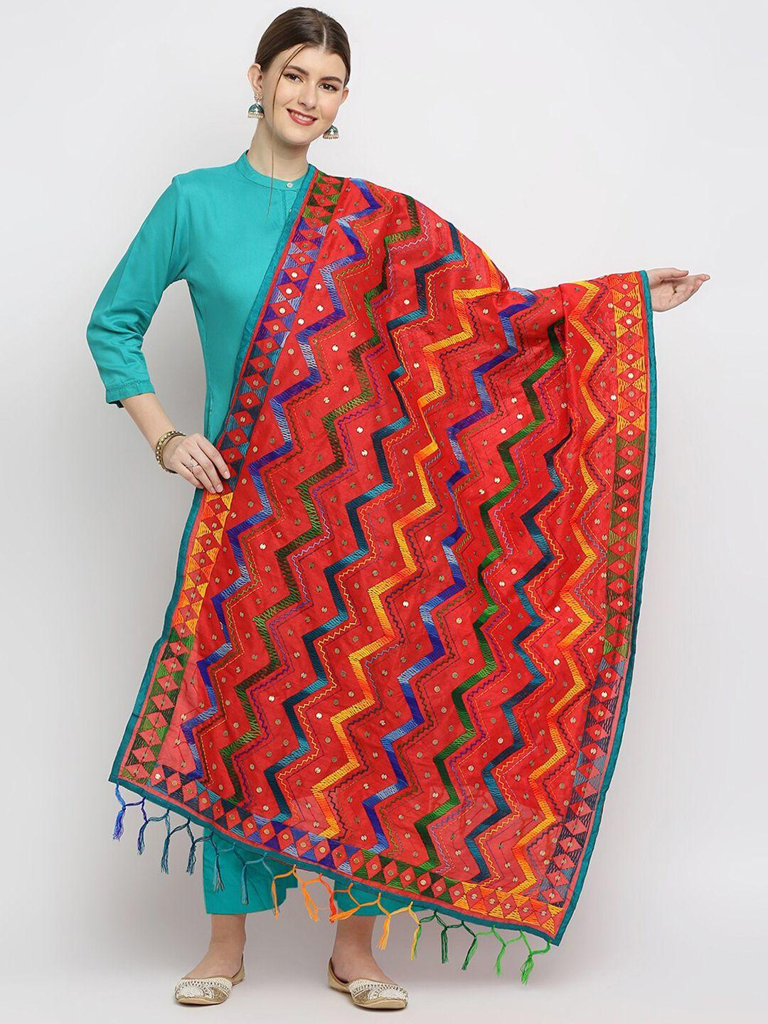 dupatta bazaar multicoloured ethnic motifs embroidered dupatta