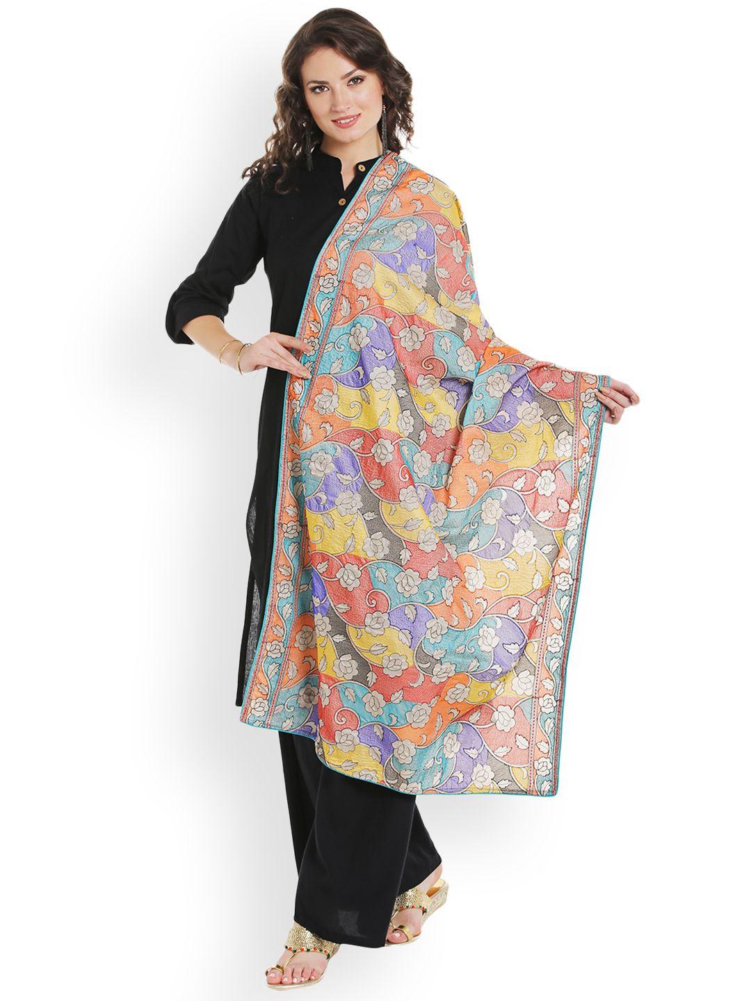 dupatta bazaar multicoloured kantha-work embroidered dupatta