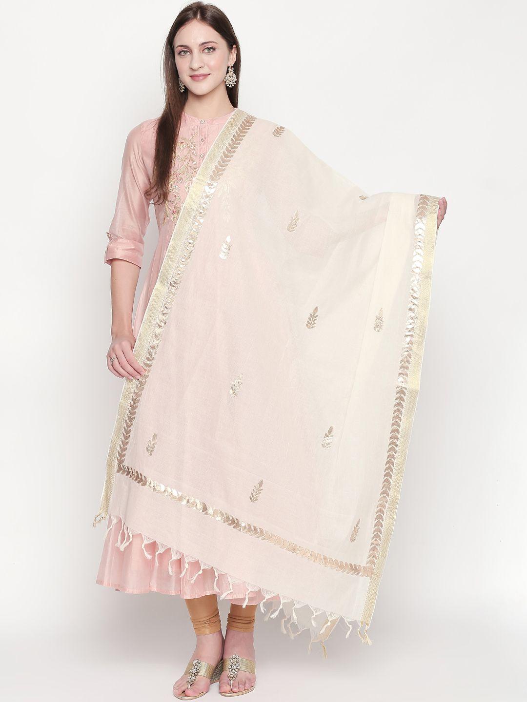 dupatta bazaar off-white & gold-toned embroidered dupatta with gold gotta