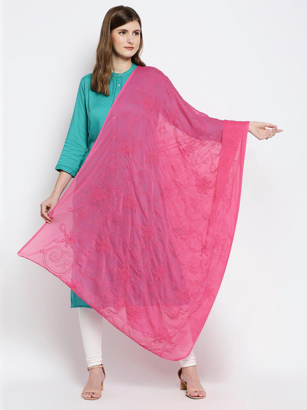 dupatta bazaar pink embroidered dupatta with thread work