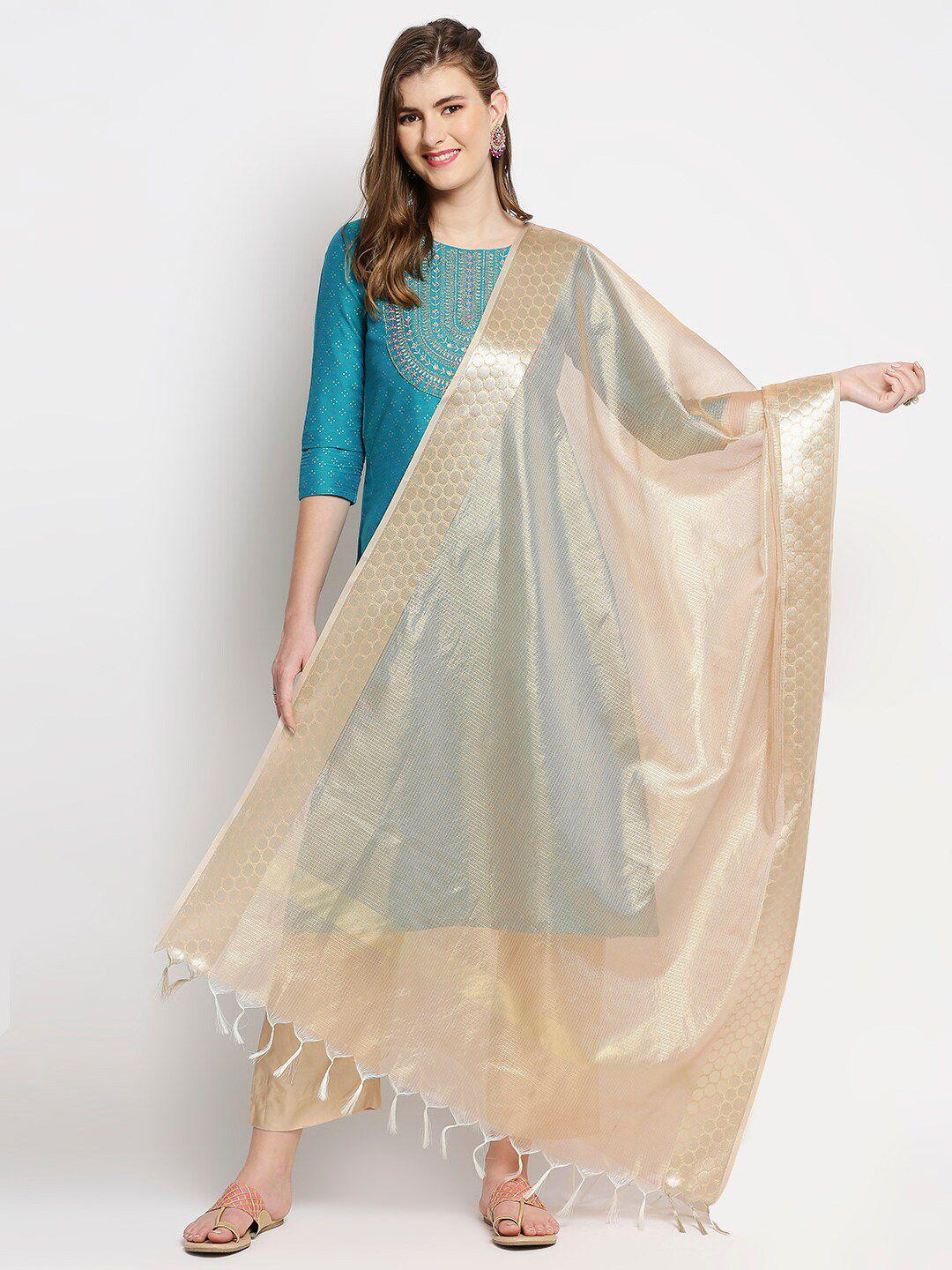 dupatta bazaar rose & gold-toned woven design dupatta with zari